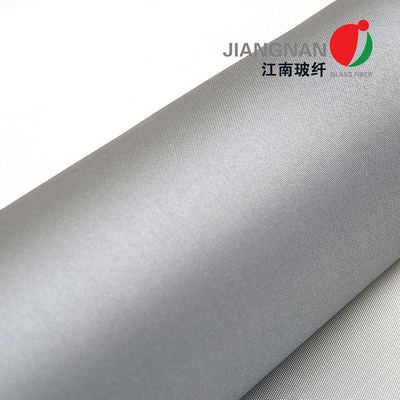 32Oz 0.8mm Satin Weave Warna Abu-abu Dua Sisi Silikon Dilapisi Fiberglass Fabric